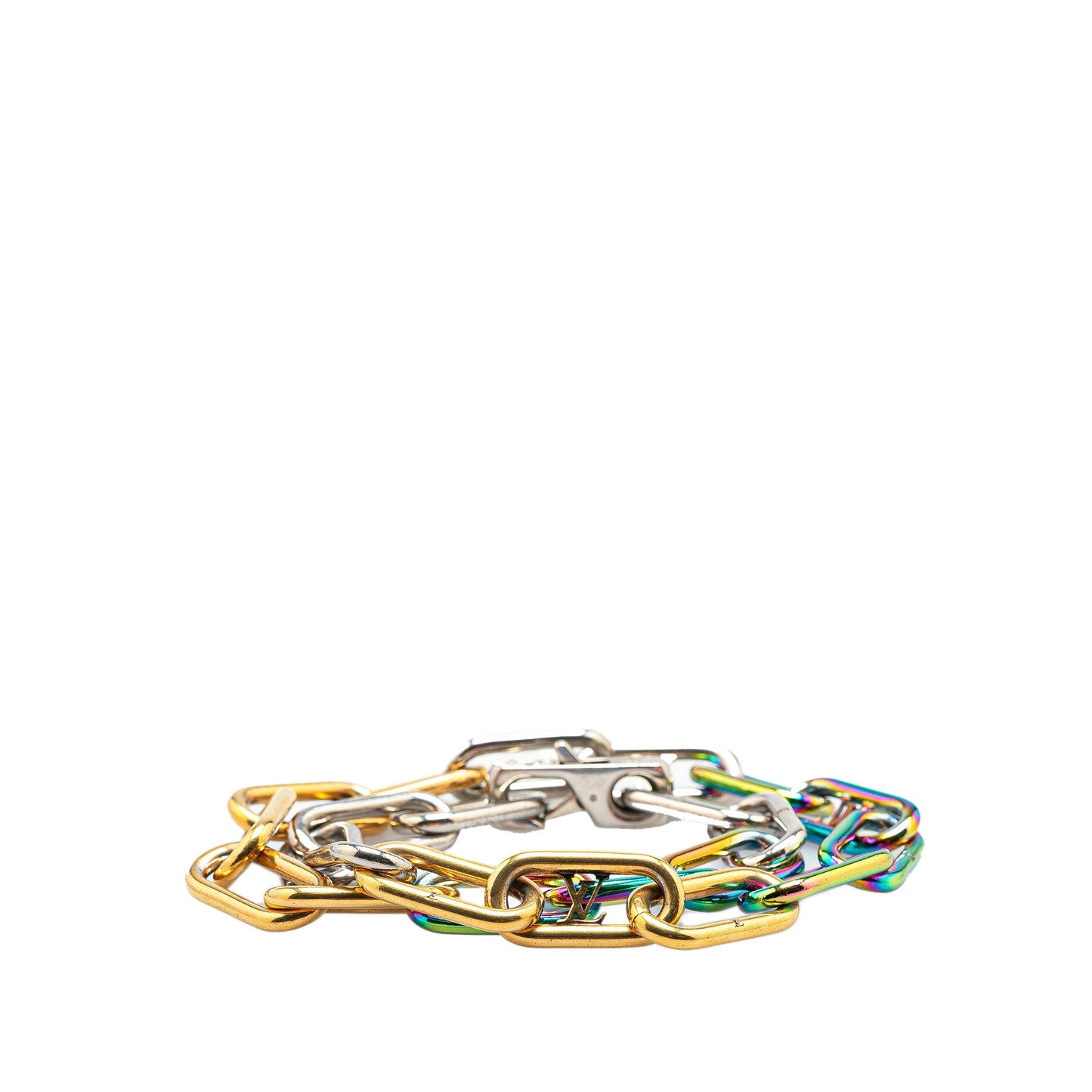 Louis Vuitton Monogram Multicolor Collier Signature Chain Necklace Gold