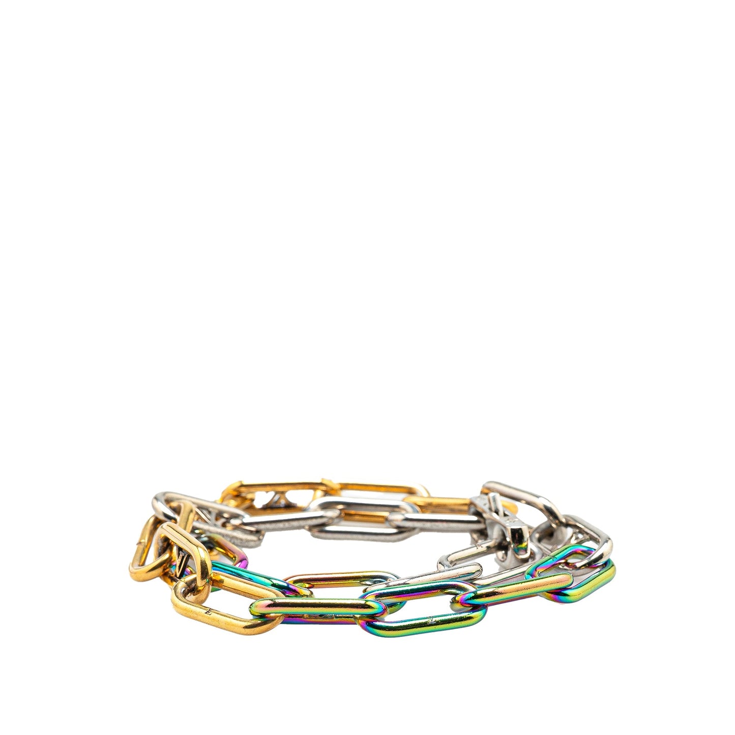 Louis Vuitton Monogram Multicolor Collier Signature Chain Necklace Gold