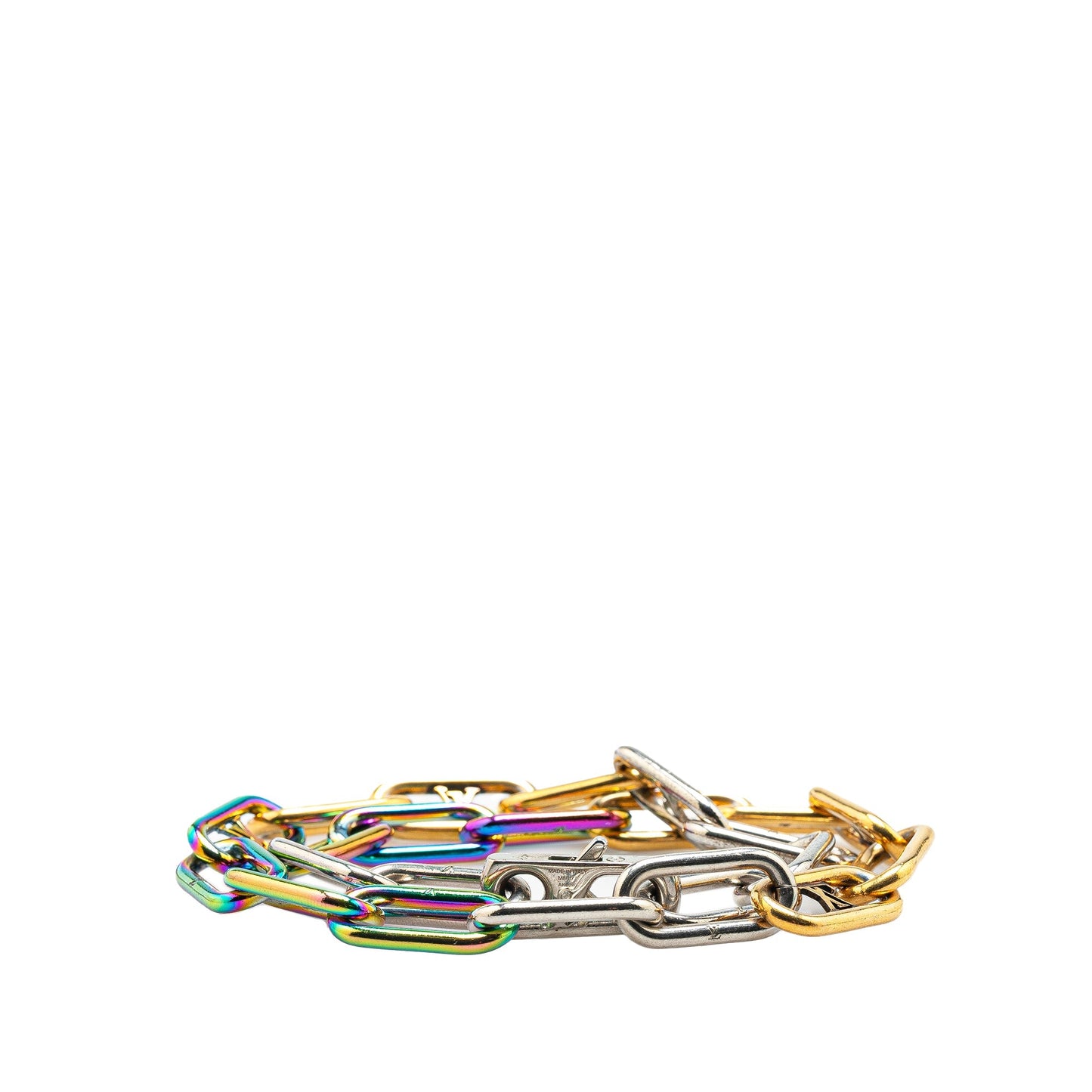 Louis Vuitton Monogram Multicolor Collier Signature Chain Necklace Gold