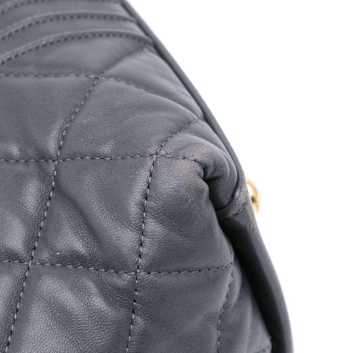 Chanel CC Quilted Lambskin Pin Tuck Tote Gray