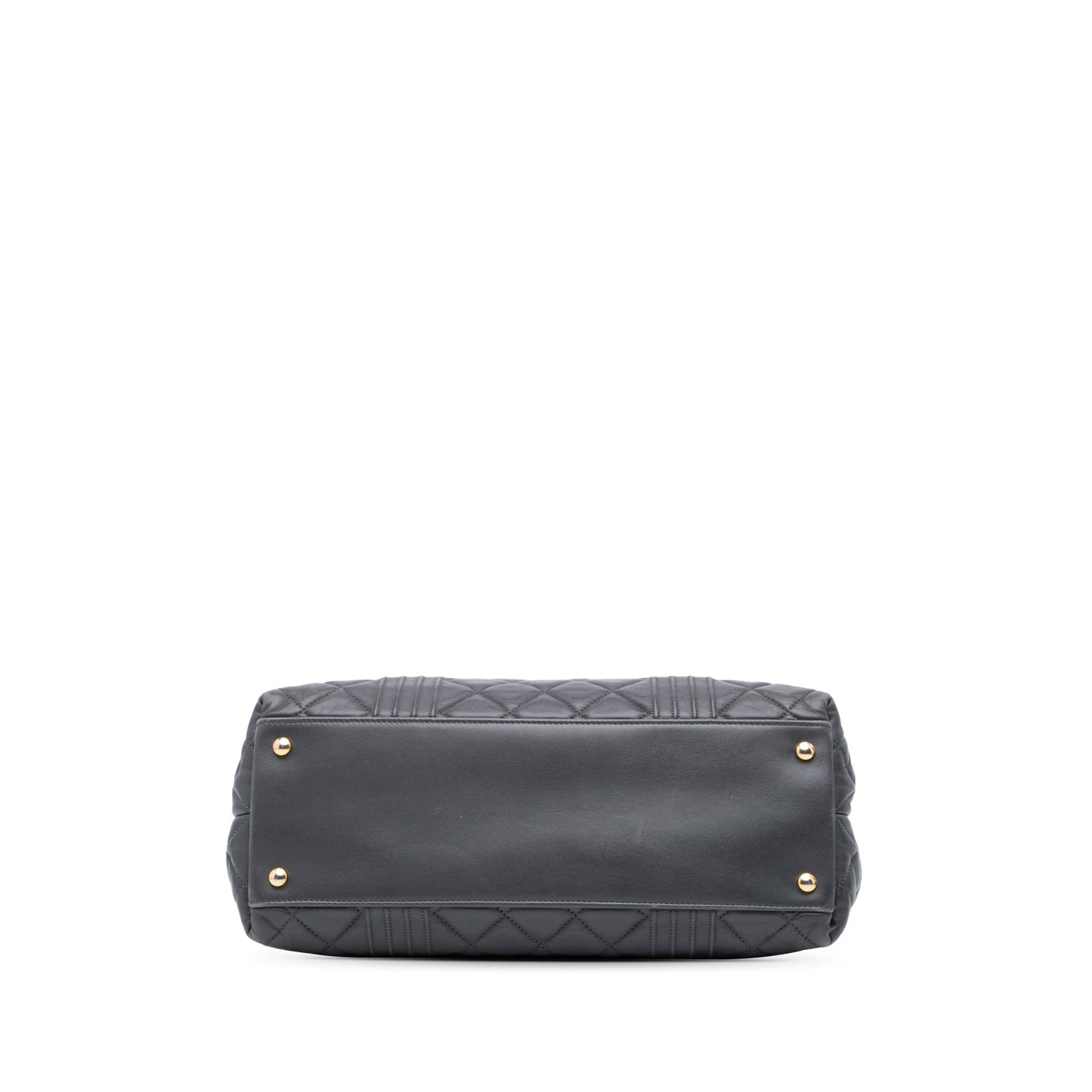 Chanel CC Quilted Lambskin Pin Tuck Tote Gray