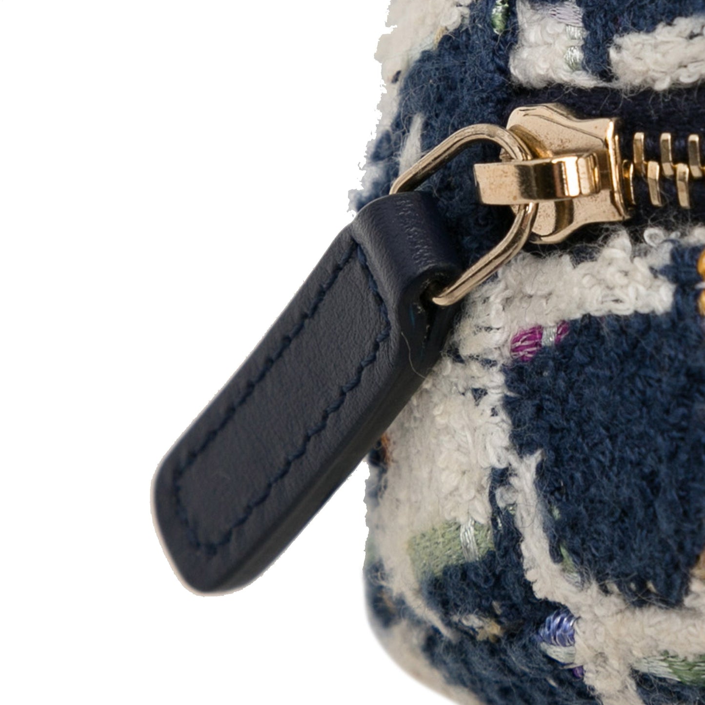 Chanel Tweed 19 Round Clutch with Chain White