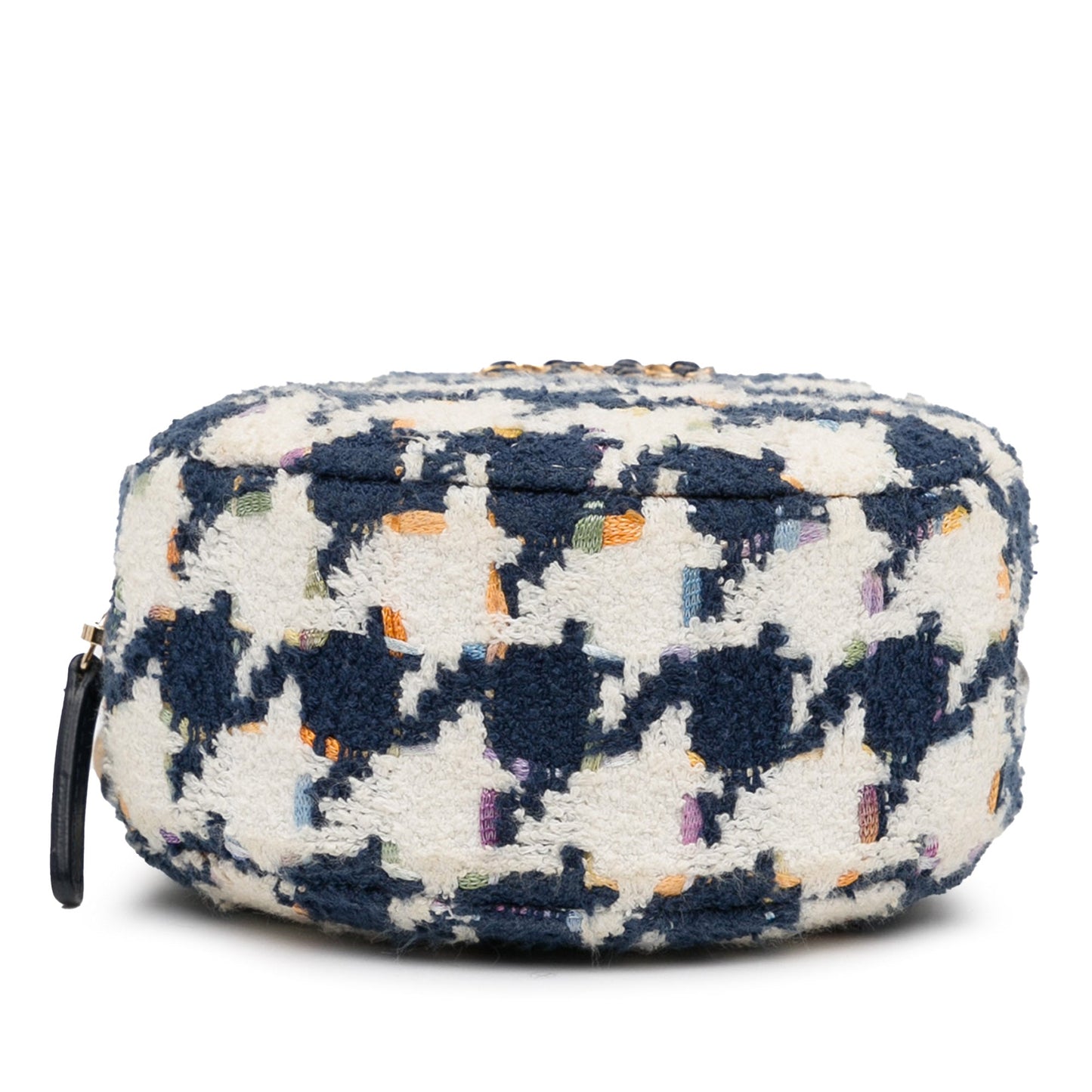 Chanel Tweed 19 Round Clutch with Chain White