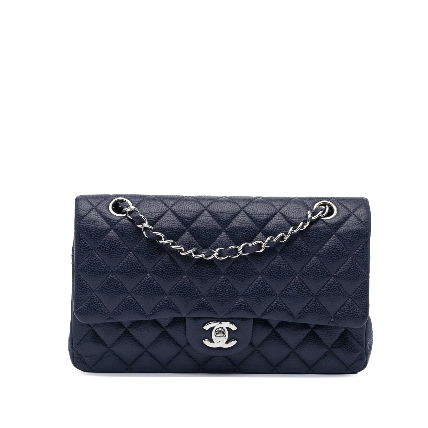 Chanel Medium Classic Caviar Double Flap Blue