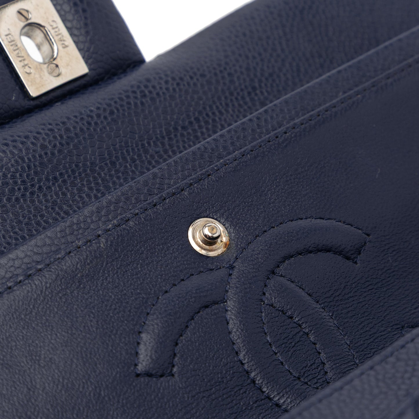Chanel Medium Classic Caviar Double Flap Blue