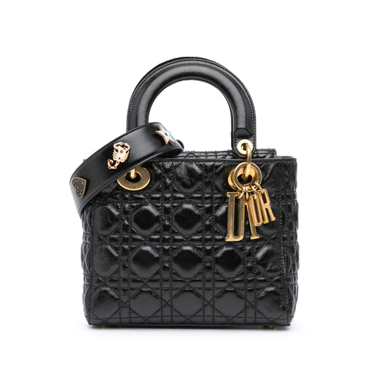 Dior Small Crinkled Patent Cannage My ABCDior Lady Dior Black