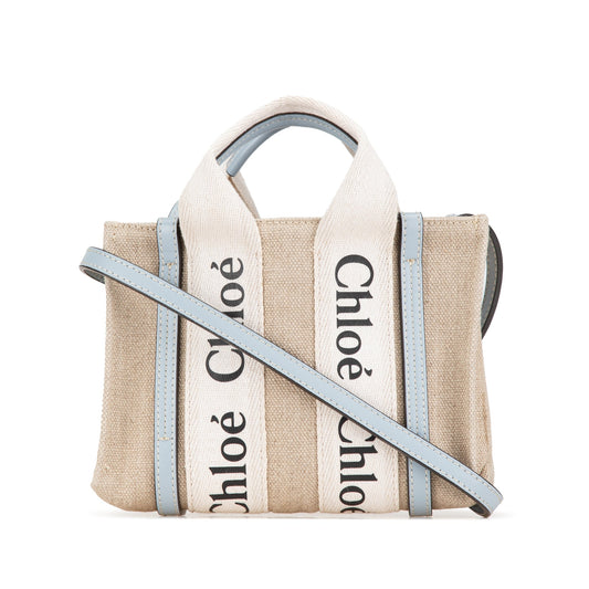 Chloé Mini Canvas Woody Satchel Brown