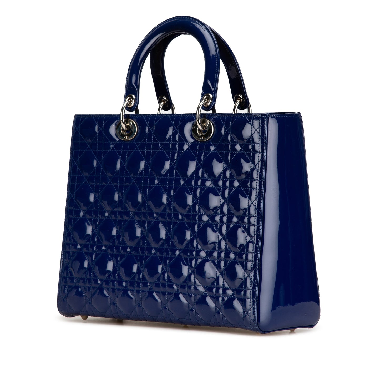 Dior Large Patent Cannage Lady Dior Blue