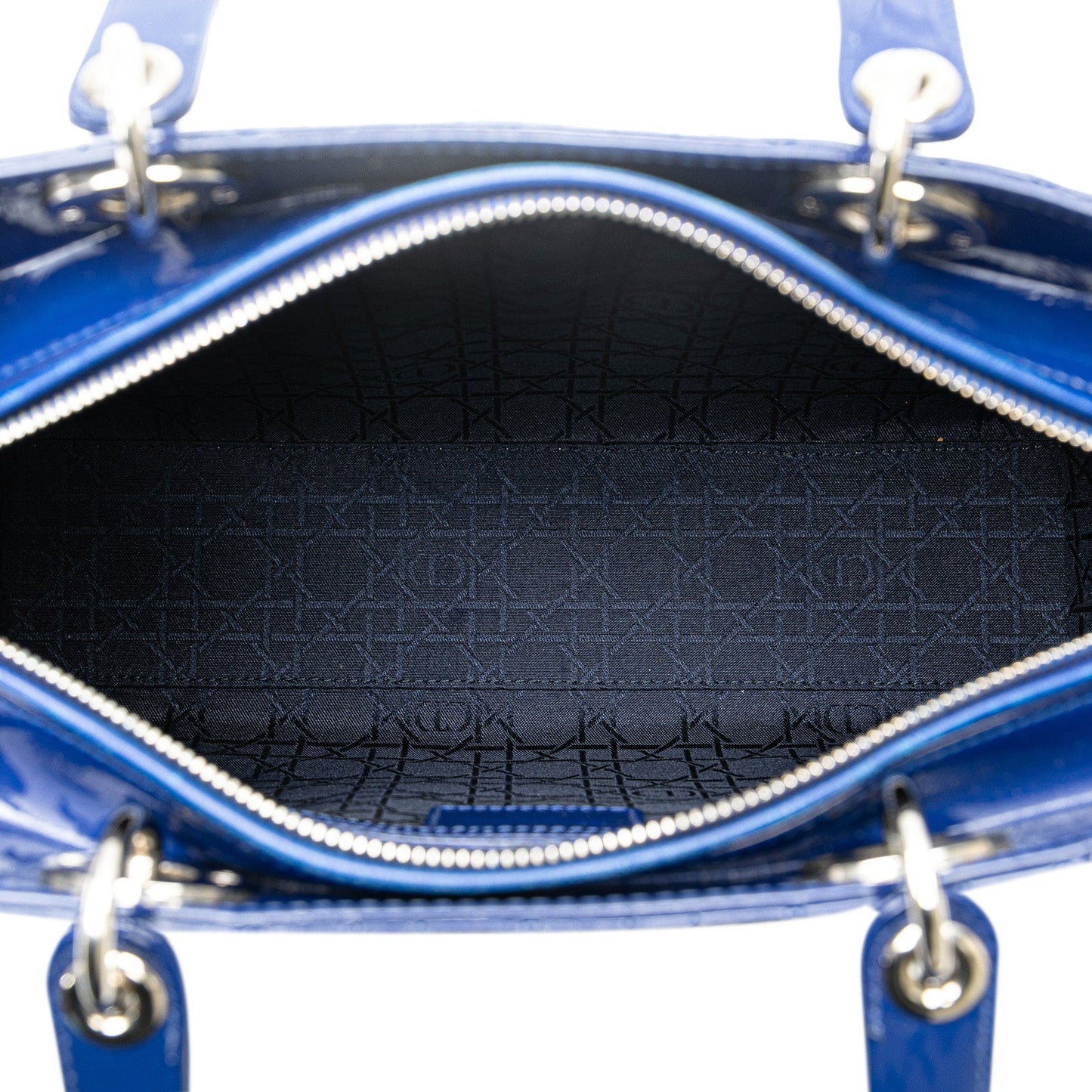 Dior Large Patent Cannage Lady Dior Blue