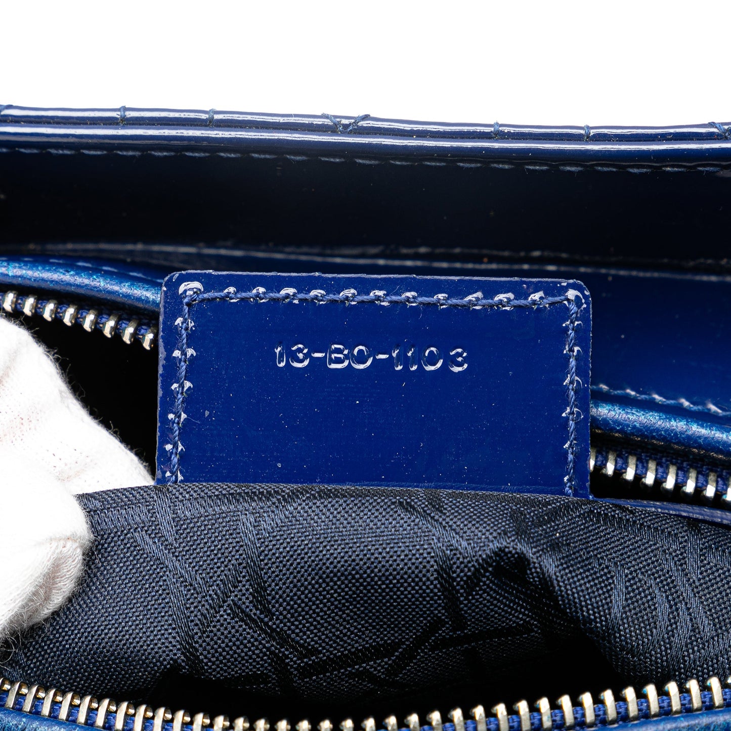 Dior Large Patent Cannage Lady Dior Blue