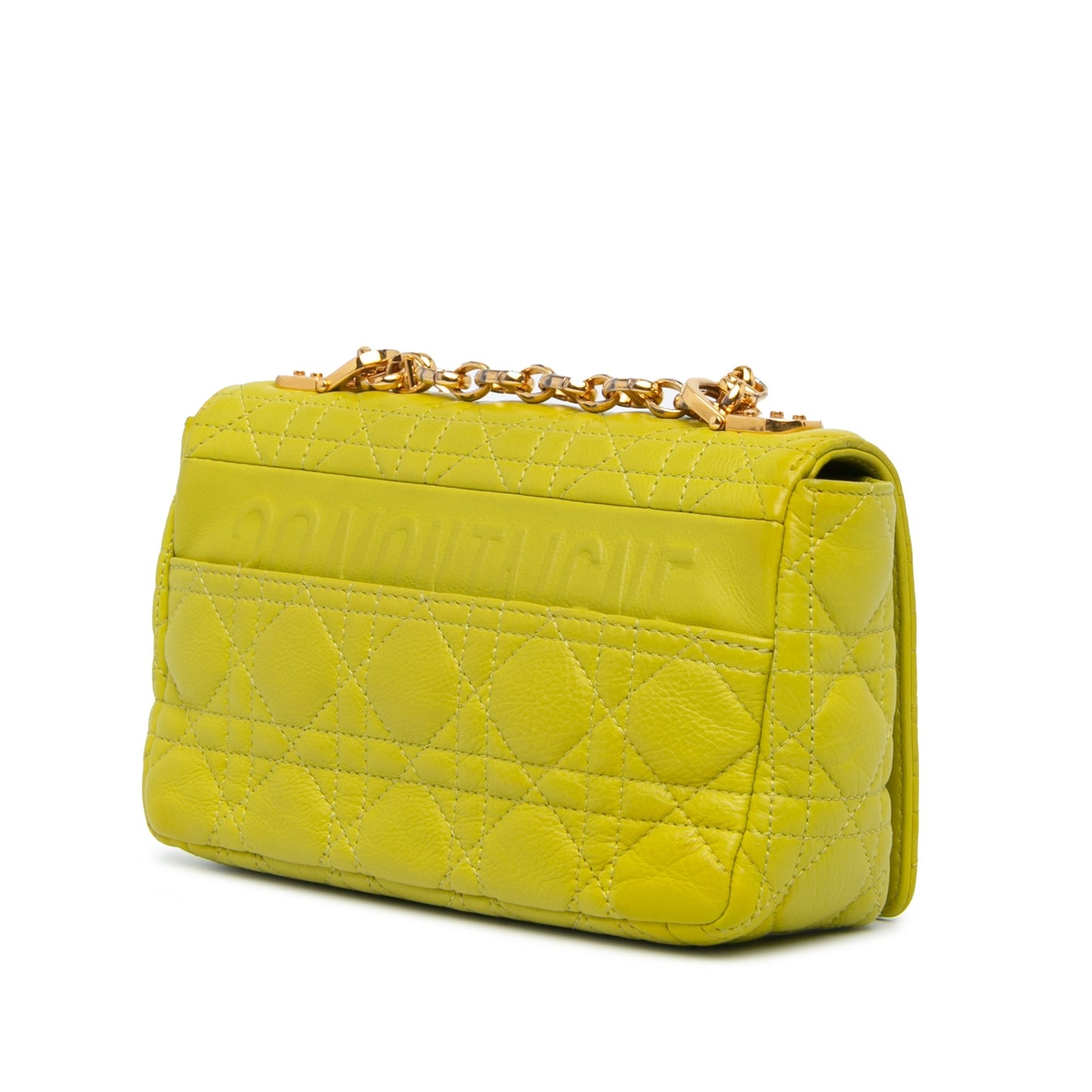 Dior Small Calfskin Cannage Caro Bag Yellow