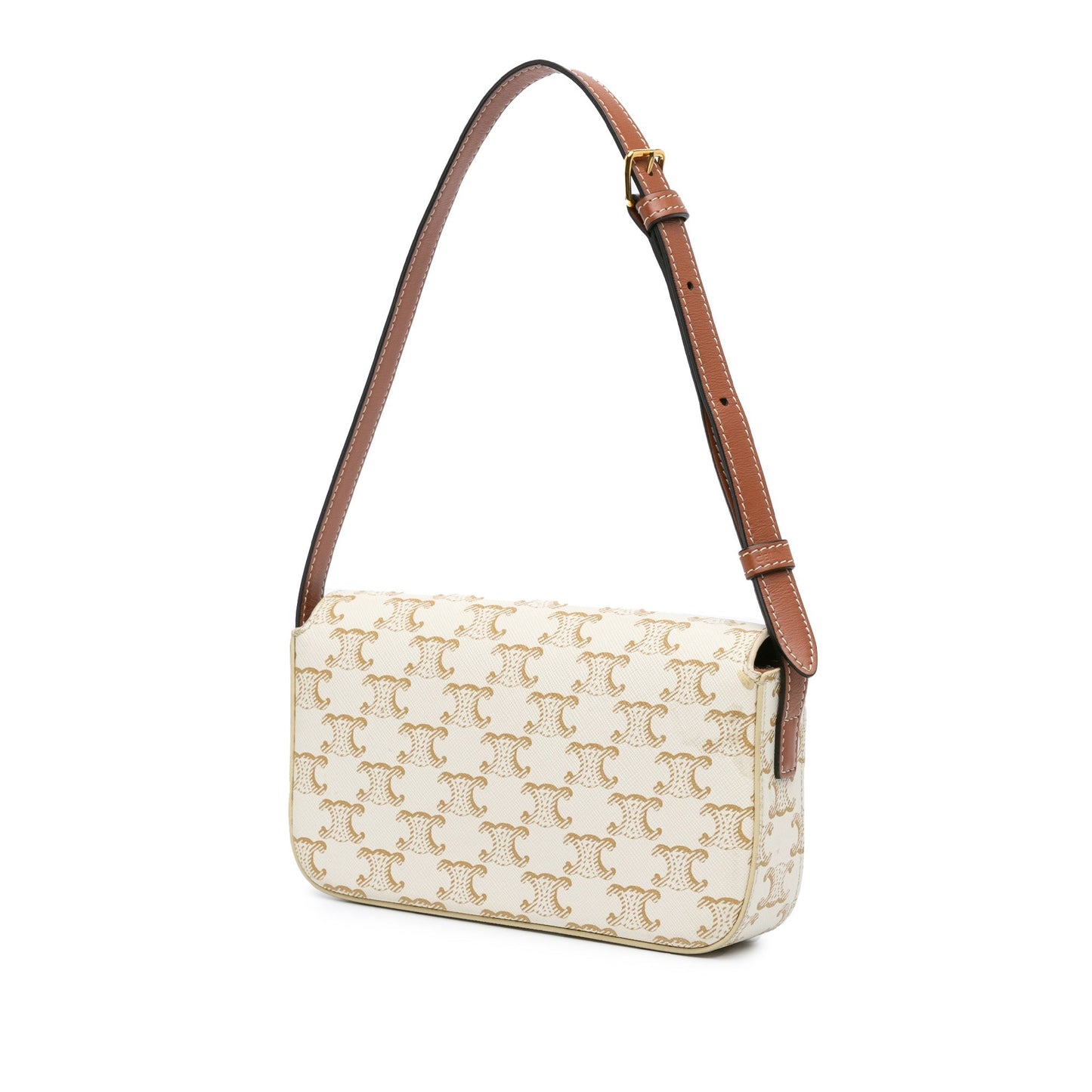 Celine Triomphe Coated Canvas Claude Shoulder Bag White
