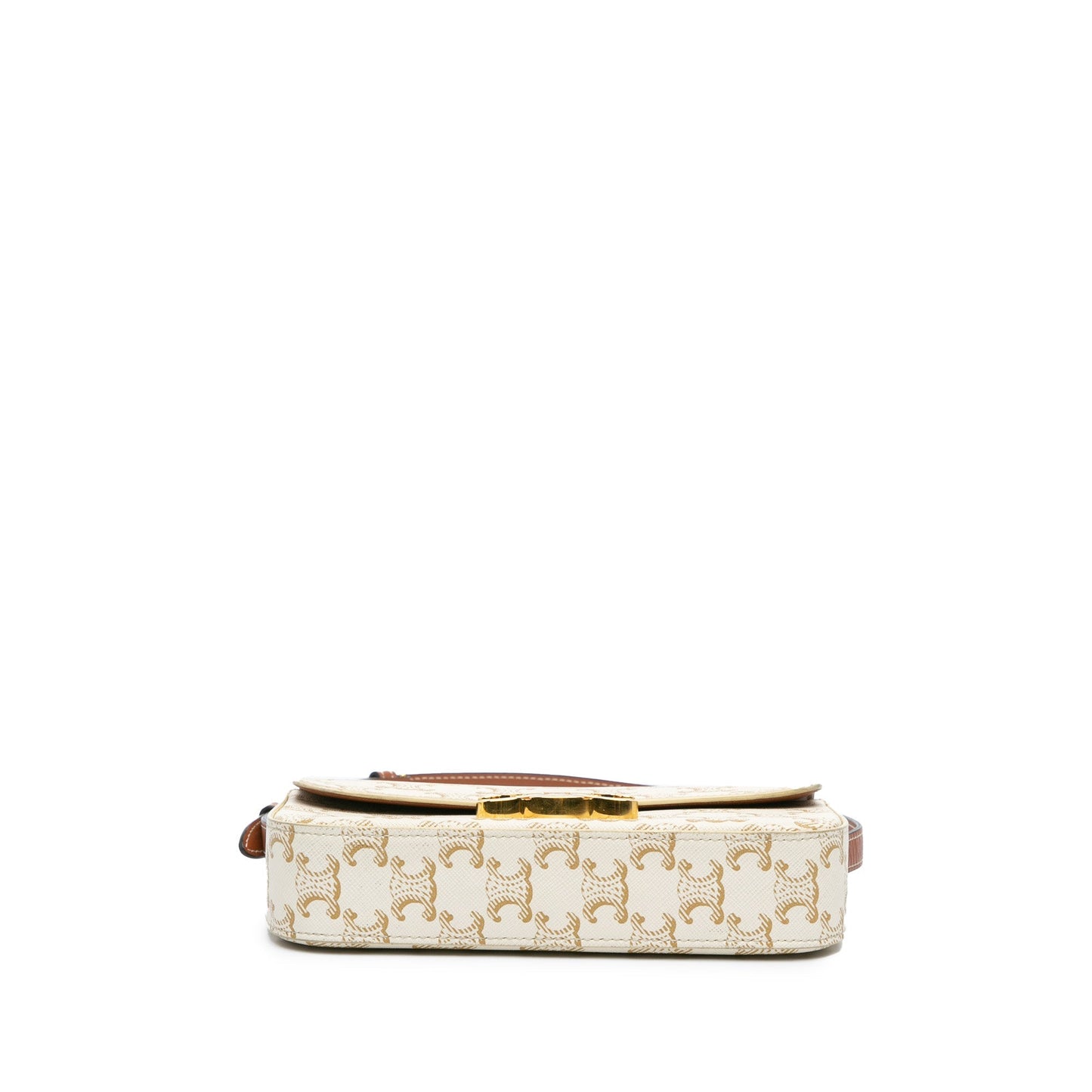Celine Triomphe Coated Canvas Claude Shoulder Bag White