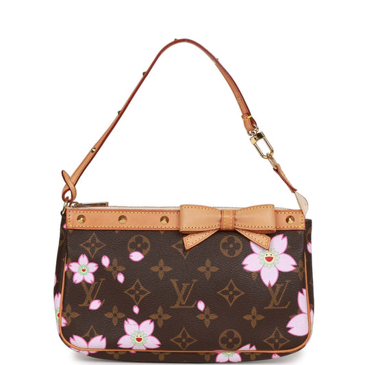Louis Vuitton x Takashi Murakami Monogram Cherry Blossom Pochette Gold Hardware