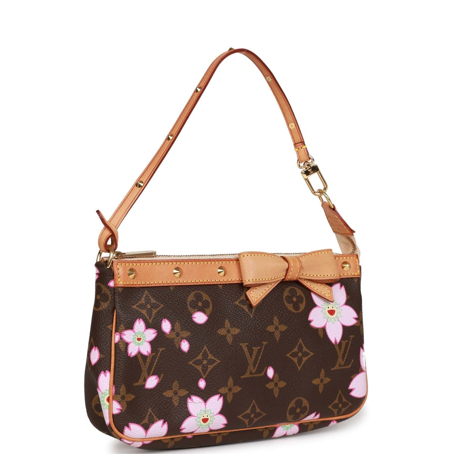 Louis Vuitton x Takashi Murakami Monogram Cherry Blossom Pochette Gold Hardware