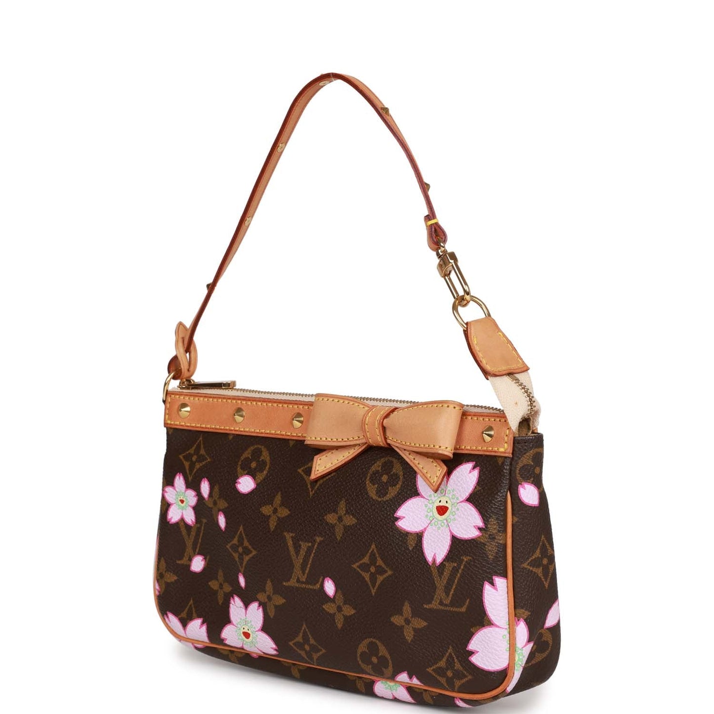 Louis Vuitton x Takashi Murakami Monogram Cherry Blossom Pochette Gold Hardware