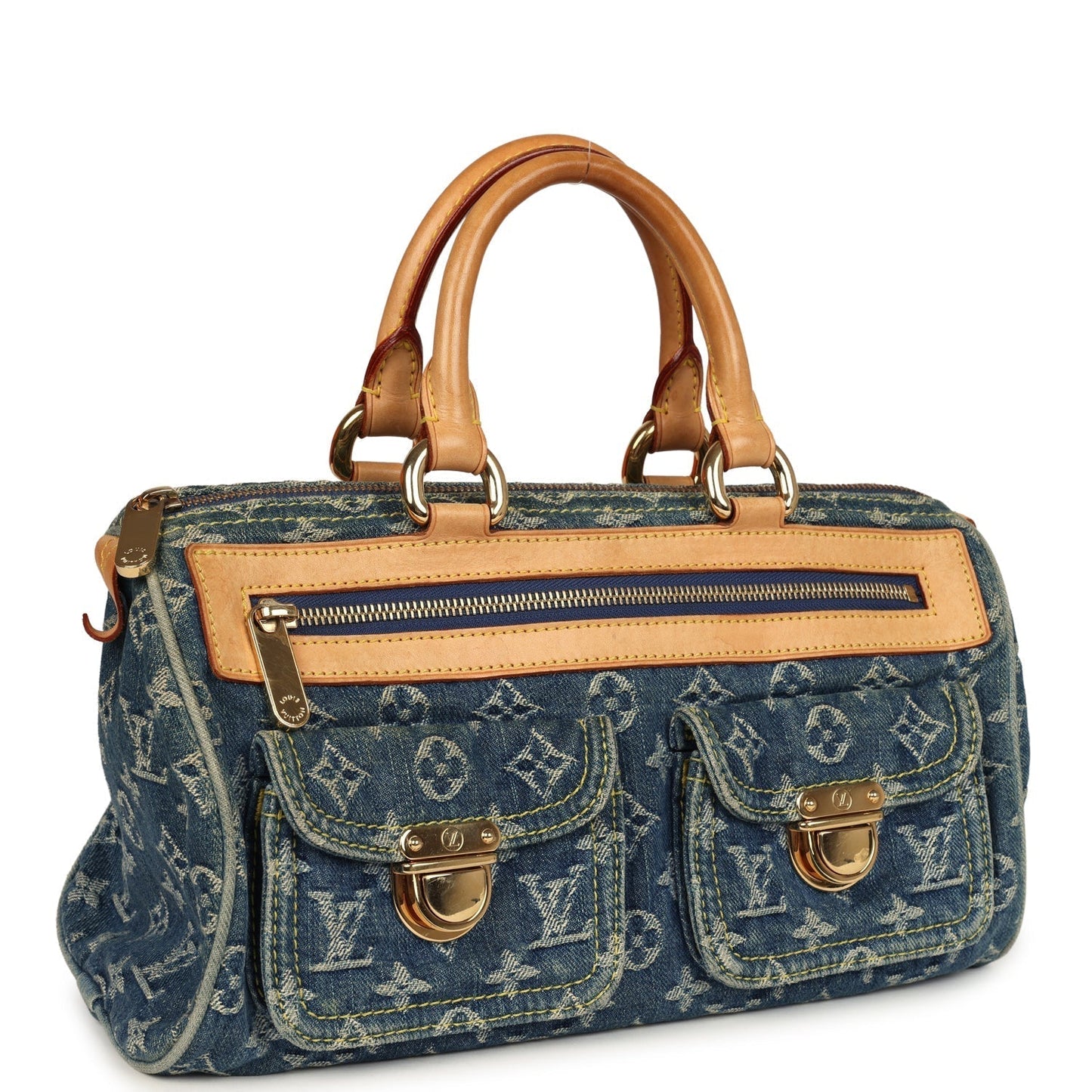 Louis Vuitton Neo Speedy Denim Blue Monogram Gold Hardware