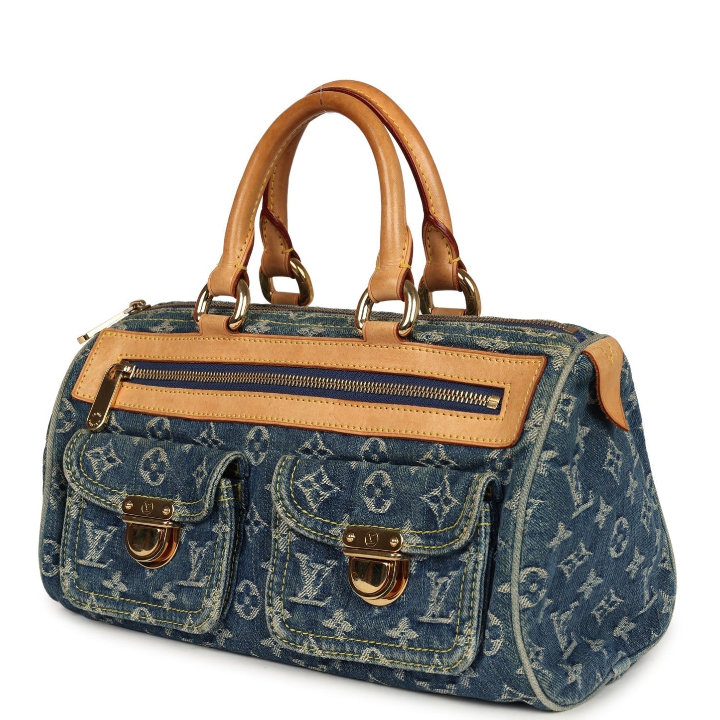 Louis Vuitton Neo Speedy Denim Blue Monogram Gold Hardware