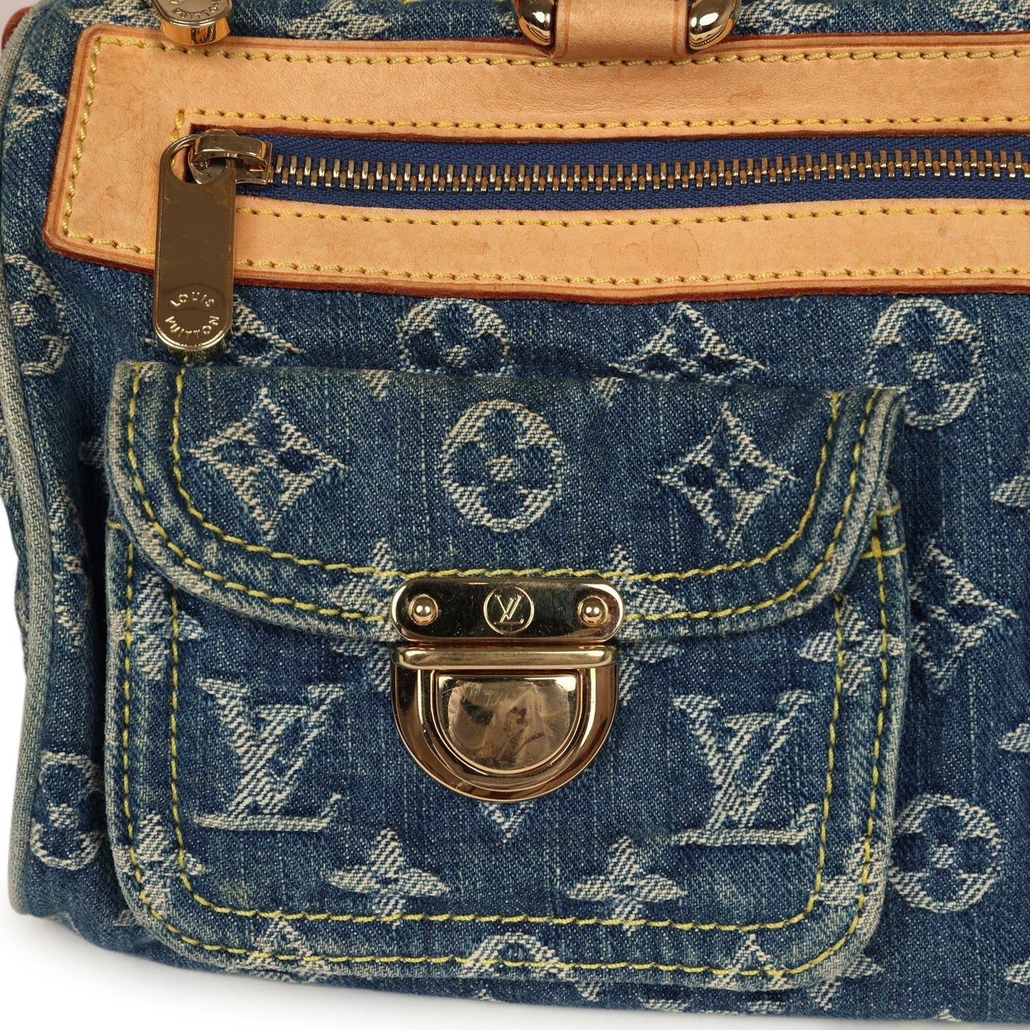 Louis Vuitton Neo Speedy Denim Blue Monogram Gold Hardware