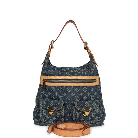 Louis Vuitton Baggy GM Blue Denim with Monogram Gold Hardware