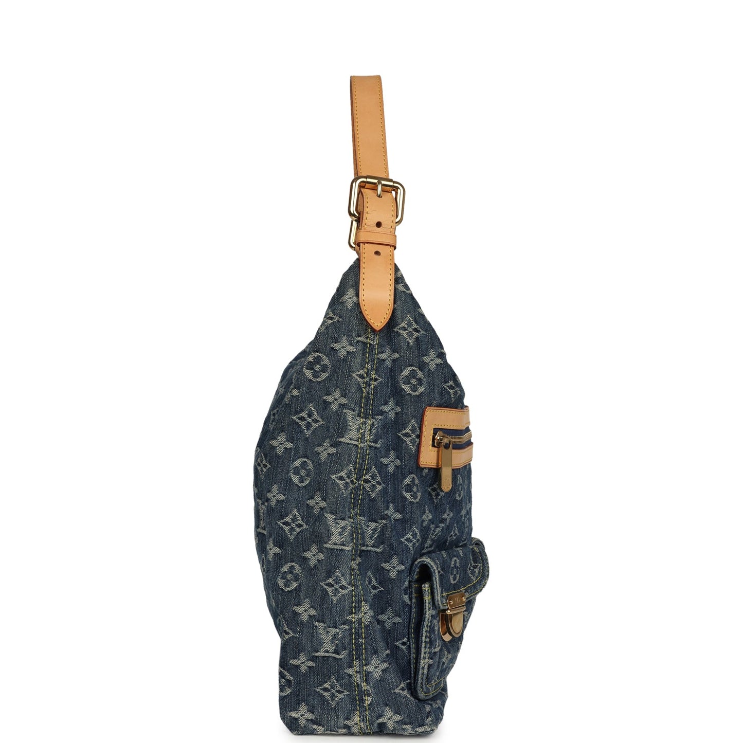 Louis Vuitton Baggy GM Blue Denim with Monogram Gold Hardware