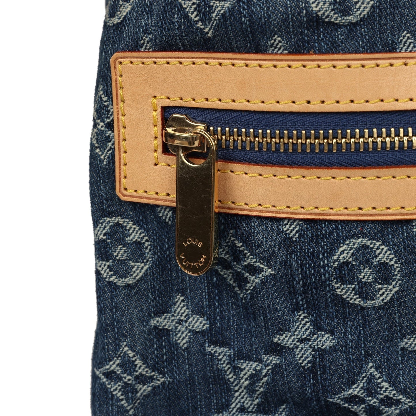 Louis Vuitton Baggy GM Blue Denim with Monogram Gold Hardware