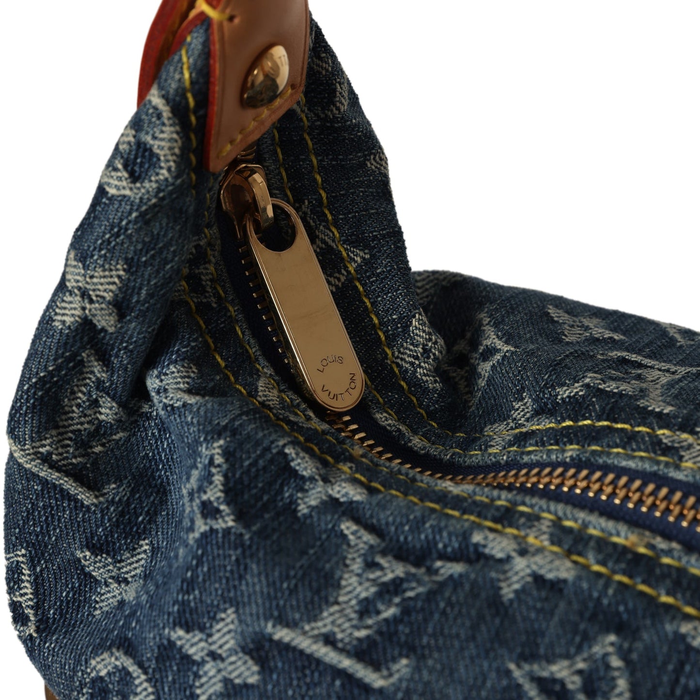 Louis Vuitton Baggy GM Blue Denim with Monogram Gold Hardware