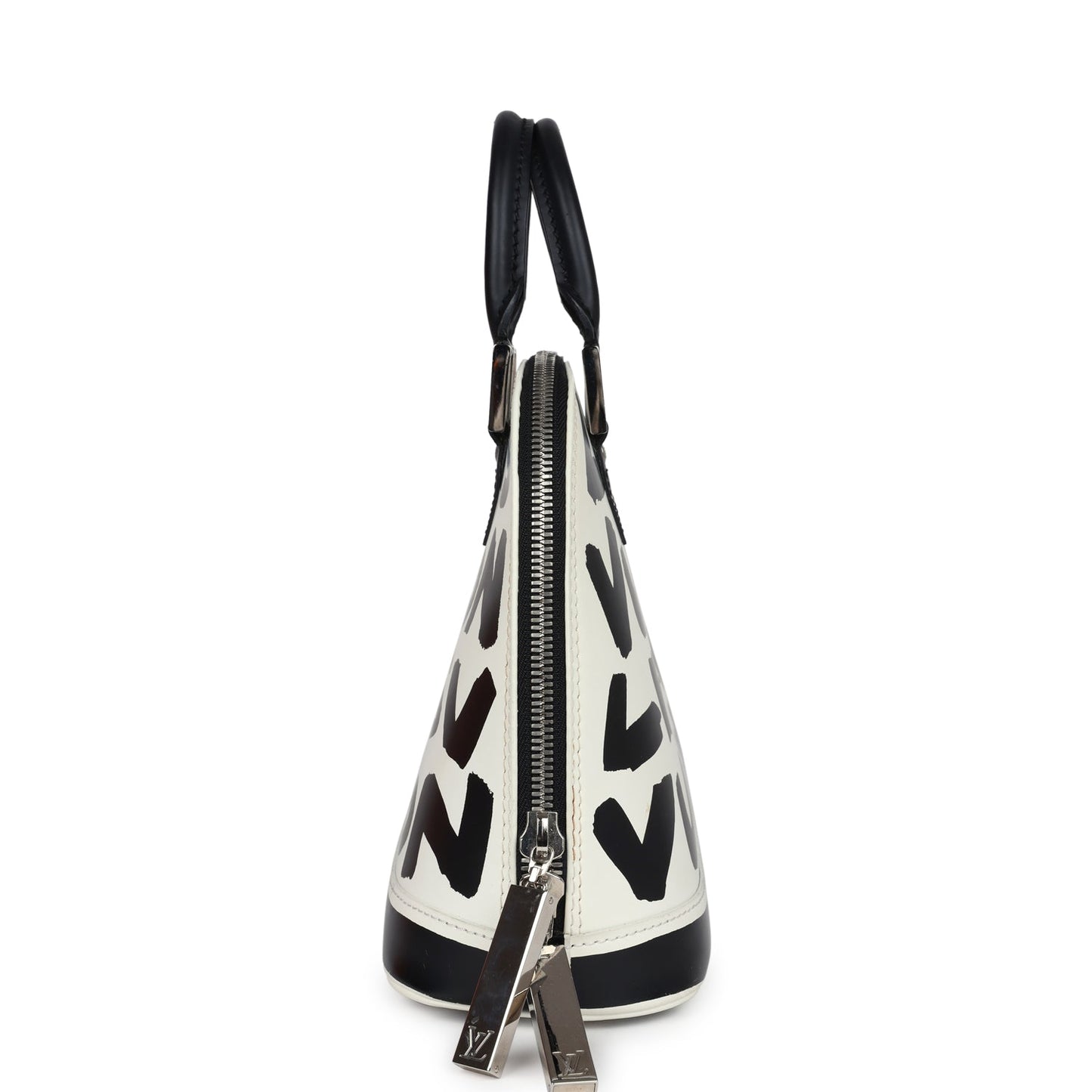 Louis Vuitton Graffiti Alma MM Black and White Leather Silver Hardware