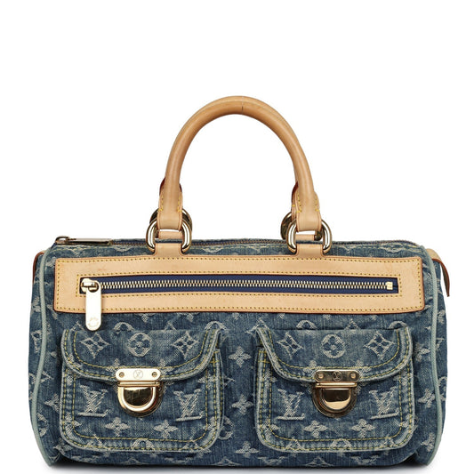 Louis Vuitton Neo Speedy Denim Blue Monogram Gold Hardware