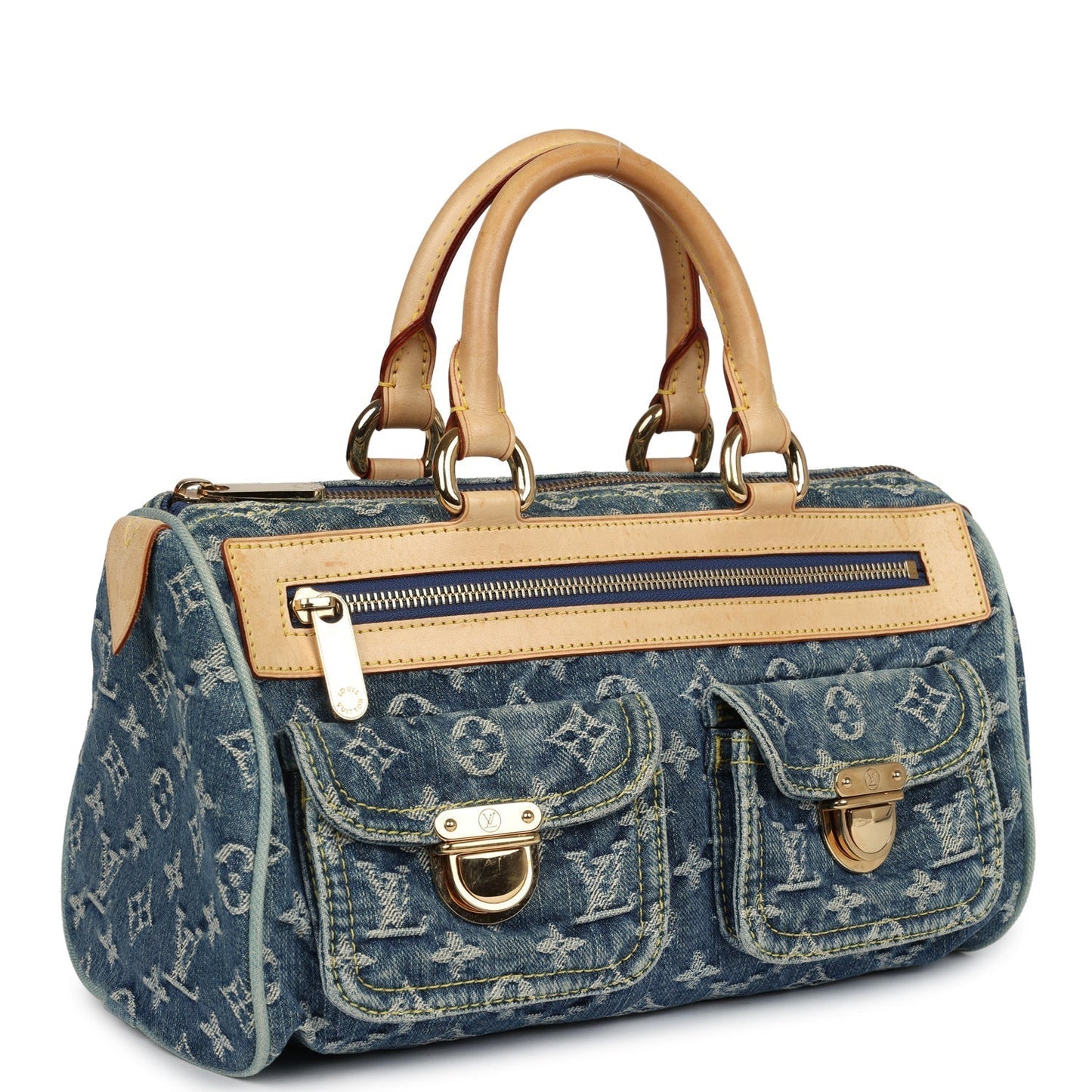 Louis Vuitton Neo Speedy Denim Blue Monogram Gold Hardware