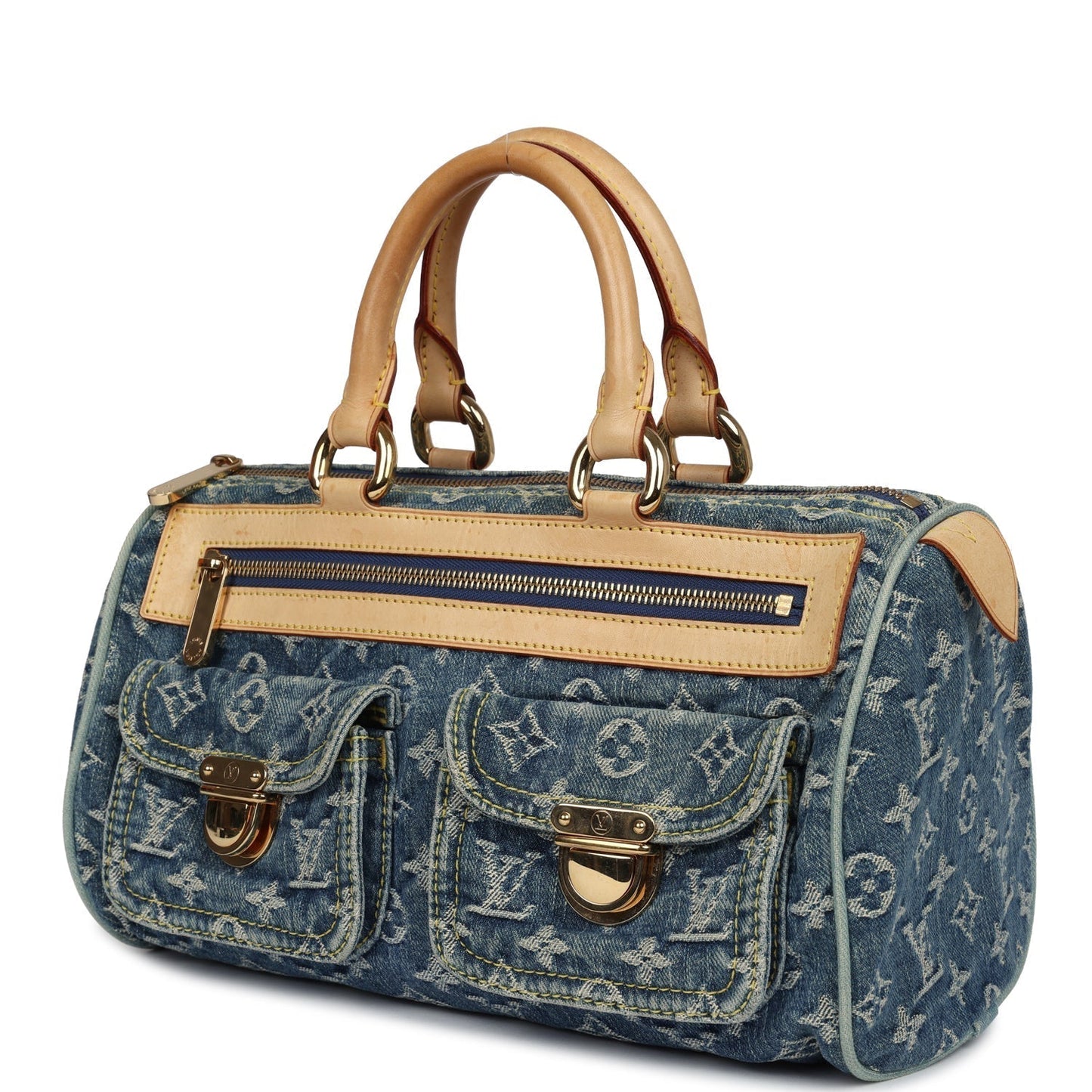 Louis Vuitton Neo Speedy Denim Blue Monogram Gold Hardware