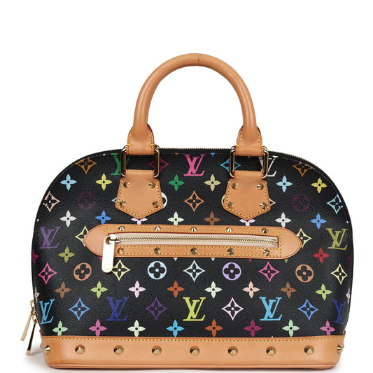 Louis Vuitton Alma PM Black Monogram Multicolor Gold Hardware