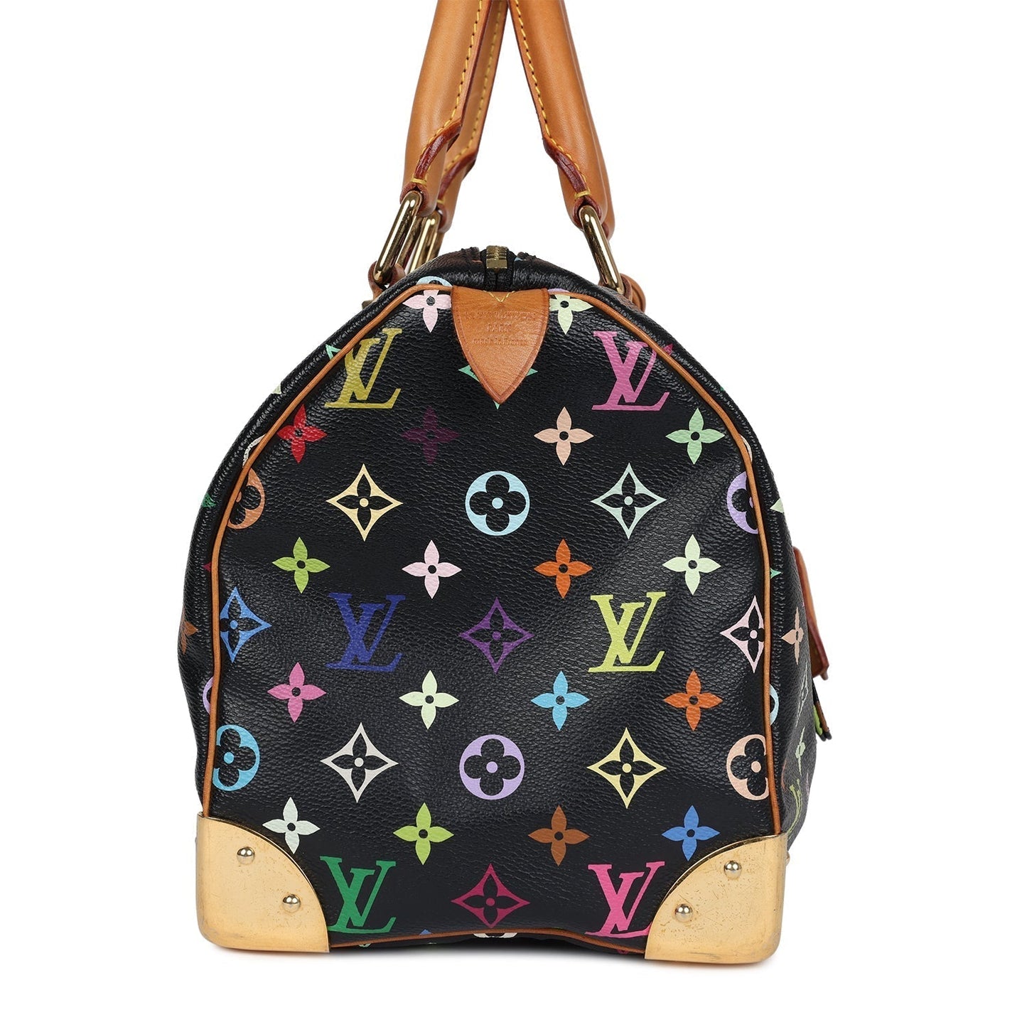 Louis Vuitton x Takashi Murakami Speedy 30 Black Multicolored Monogram Gold Hardware