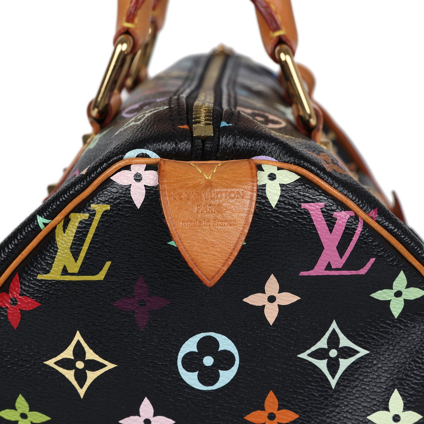 Louis Vuitton x Takashi Murakami Speedy 30 Black Multicolored Monogram Gold Hardware