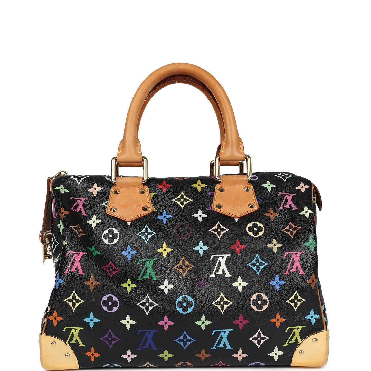 Louis Vuitton x Takashi Murakami Speedy 30 Black Multicolored Monogram Gold Hardware