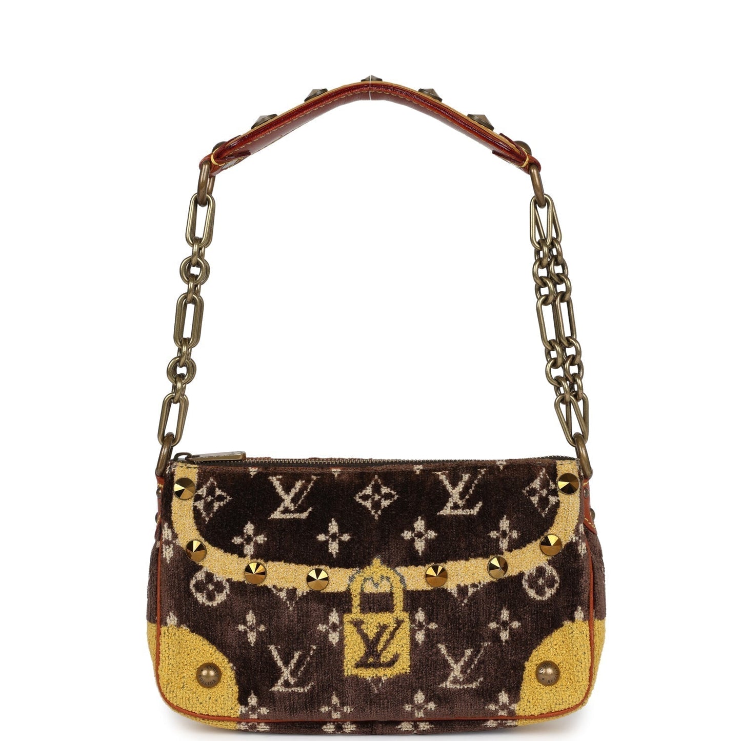 Louis Vuitton Trompe L'Oeil Pochette Brown and Yellow Velvet Brass Hardware