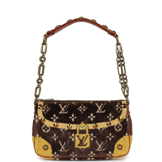Louis Vuitton Trompe L'Oeil Pochette Brown and Yellow Velvet Brass Hardware