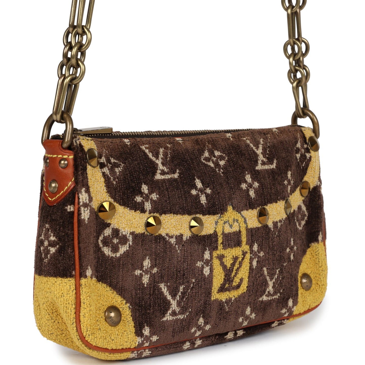 Louis Vuitton Trompe L'Oeil Pochette Brown and Yellow Velvet Brass Hardware