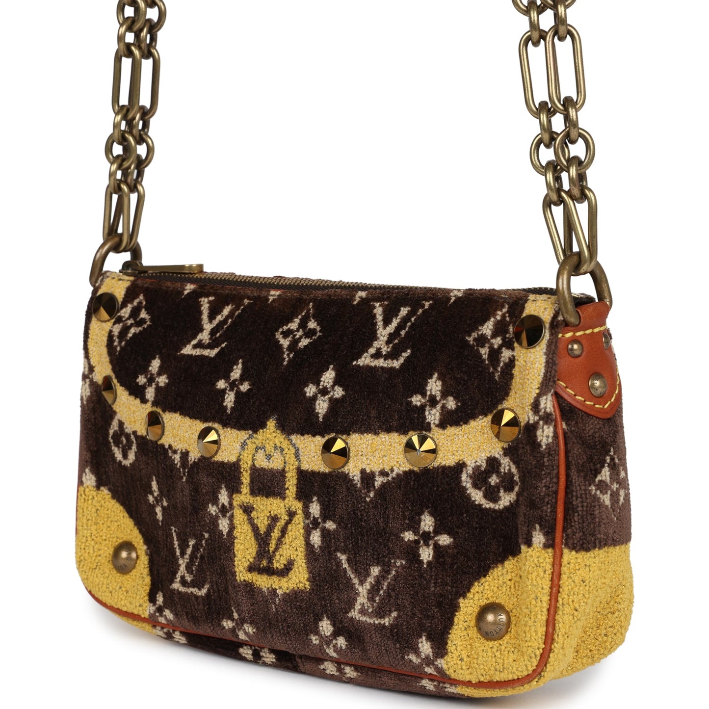 Louis Vuitton Trompe L'Oeil Pochette Brown and Yellow Velvet Brass Hardware