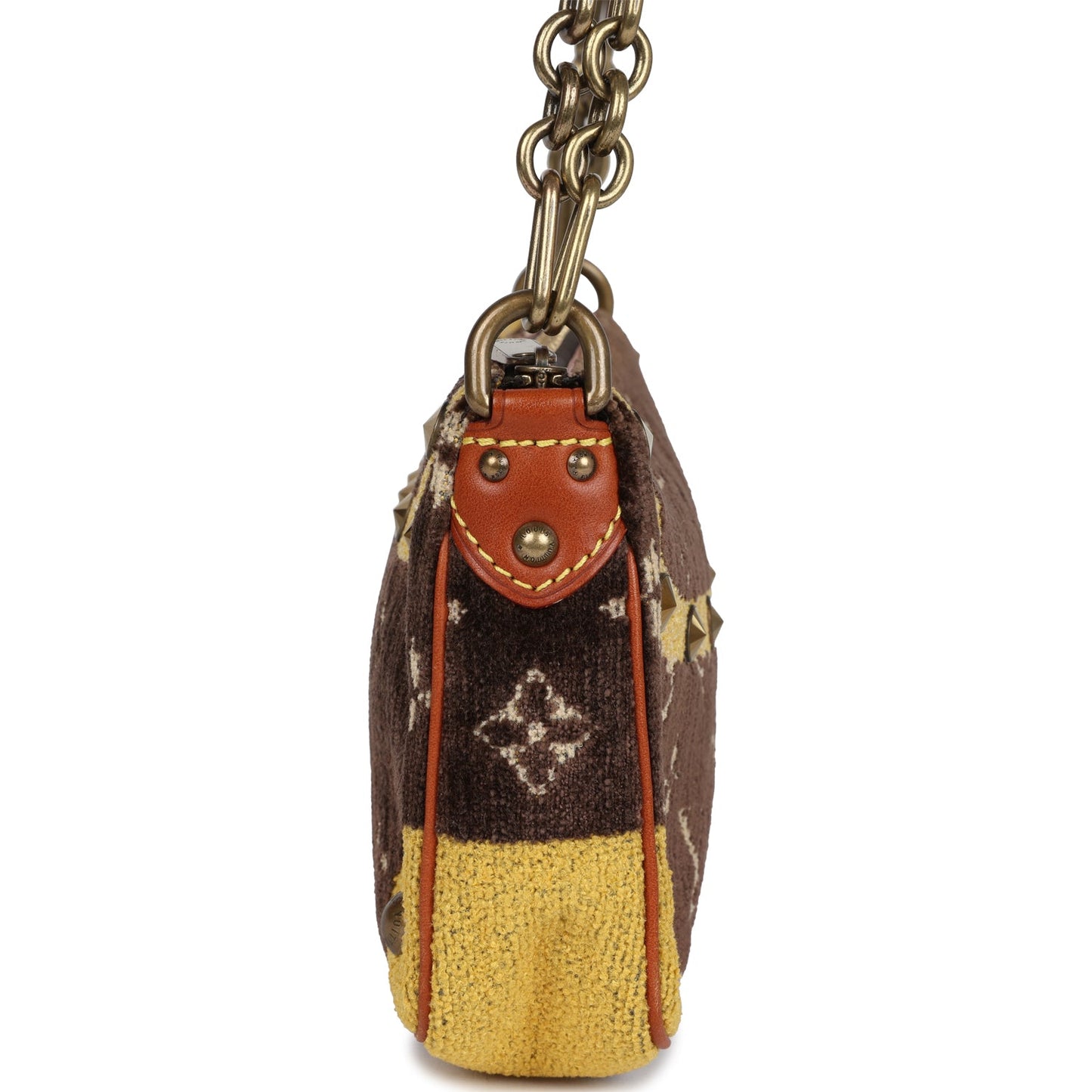 Louis Vuitton Trompe L'Oeil Pochette Brown and Yellow Velvet Brass Hardware
