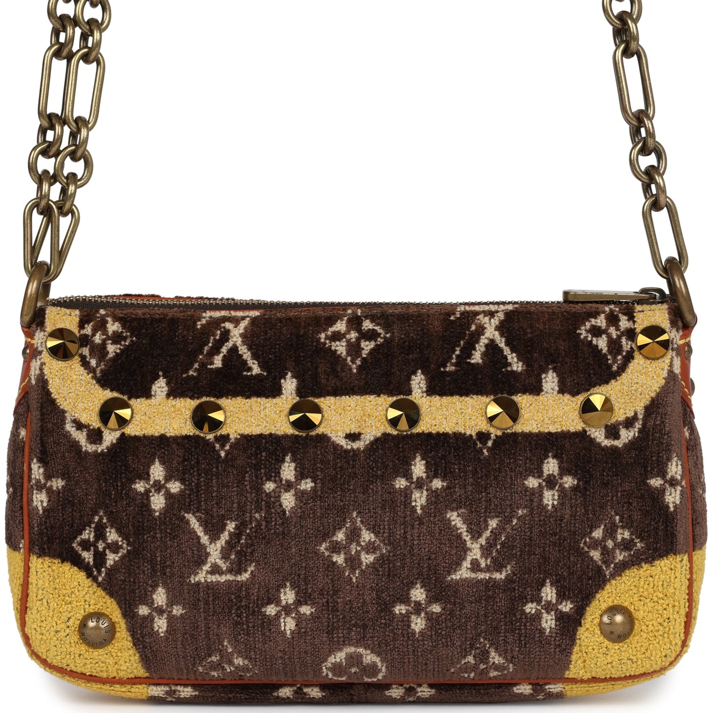 Louis Vuitton Trompe L'Oeil Pochette Brown and Yellow Velvet Brass Hardware