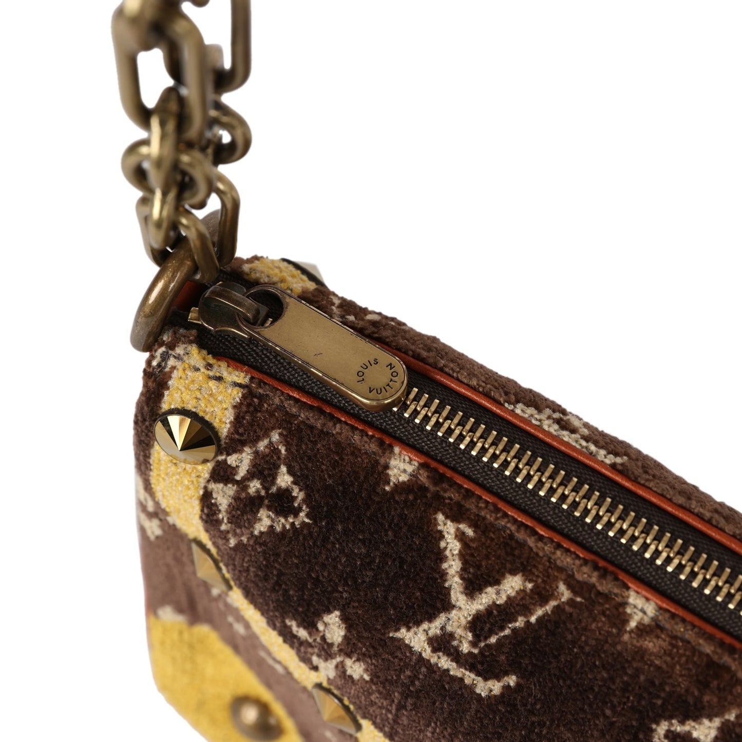 Louis Vuitton Trompe L'Oeil Pochette Brown and Yellow Velvet Brass Hardware