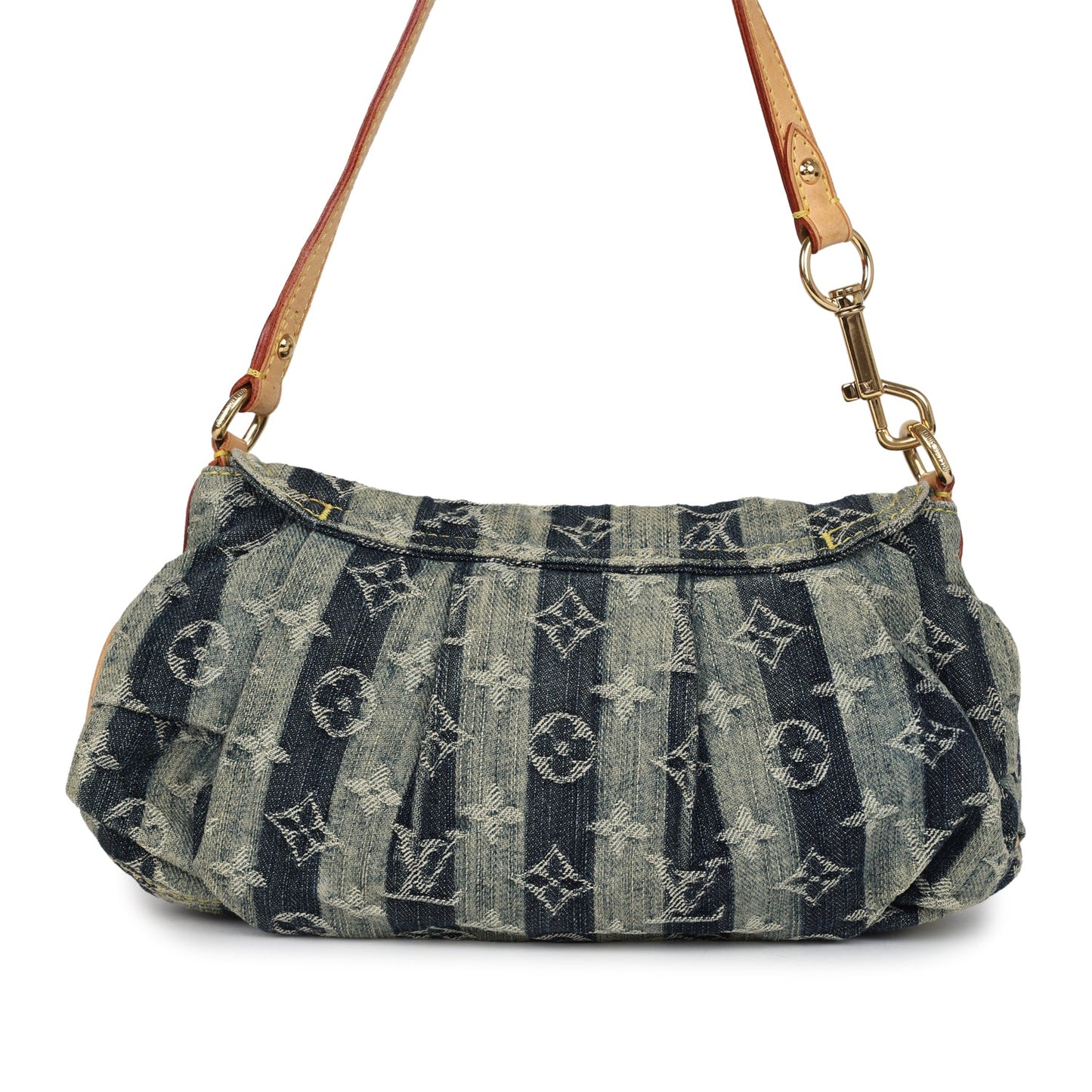 Louis Vuitton Mini Striped Pleaty Raye Blue Washed Monogram Denim Gold Hardware
