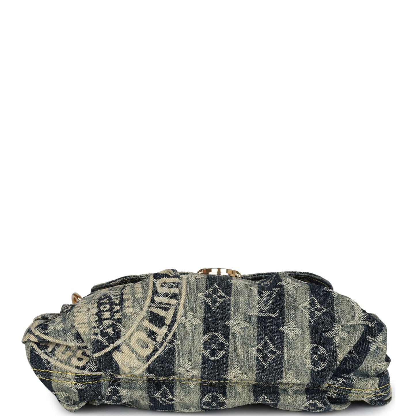 Louis Vuitton Mini Striped Pleaty Raye Blue Washed Monogram Denim Gold Hardware