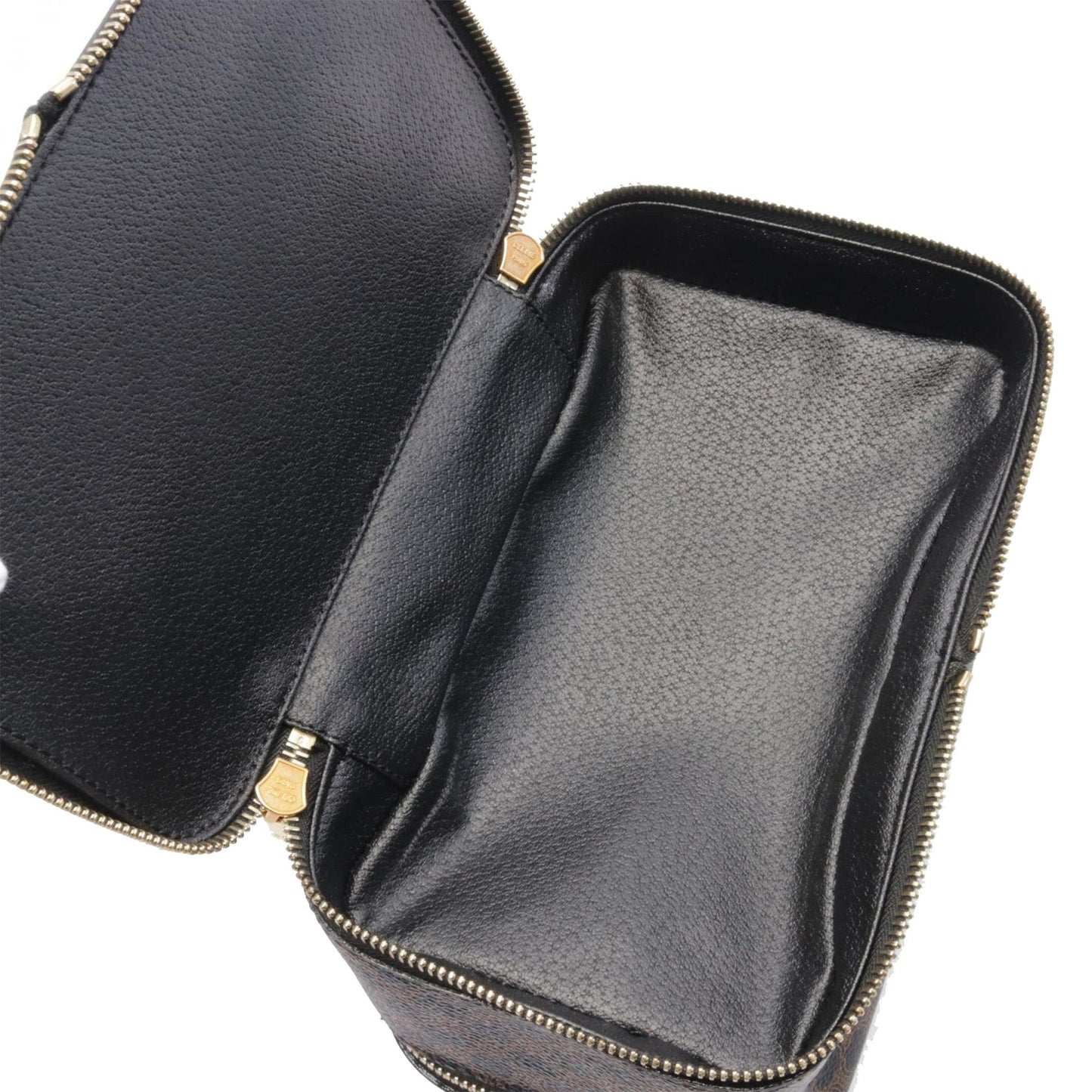 Celine Macadam Coated Canvas Double Zip Vanity Bag Brown