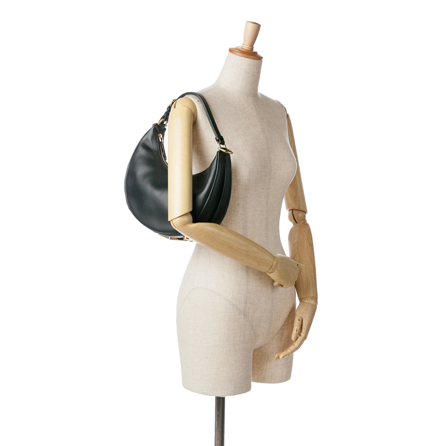 Fendi Medium Leather Fendigraphy Hobo Black