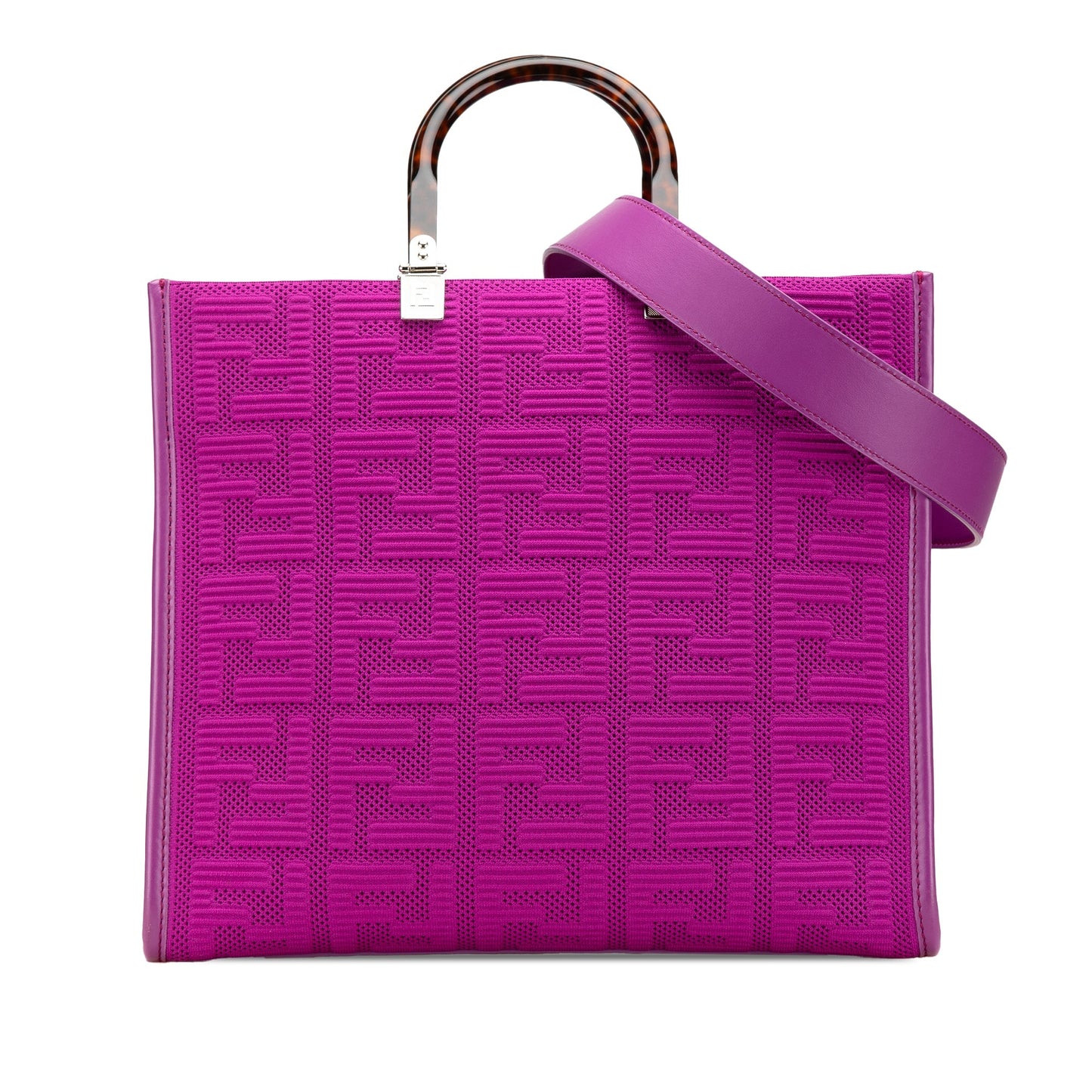 Fendi Medium Zucca Canvas Sunshine Shopper Tote Purple