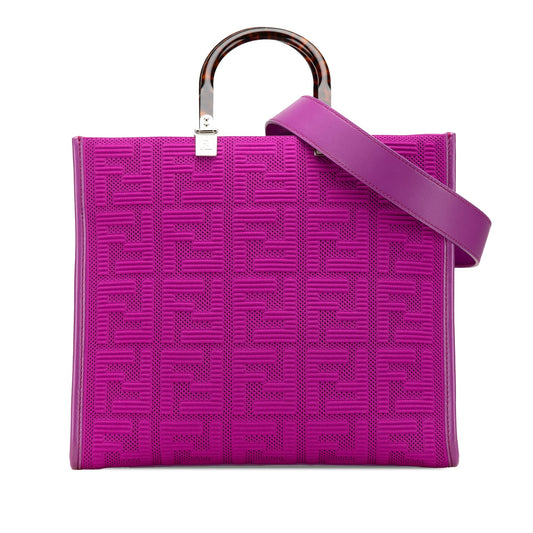 Fendi Medium Zucca Canvas Sunshine Shopper Tote Purple