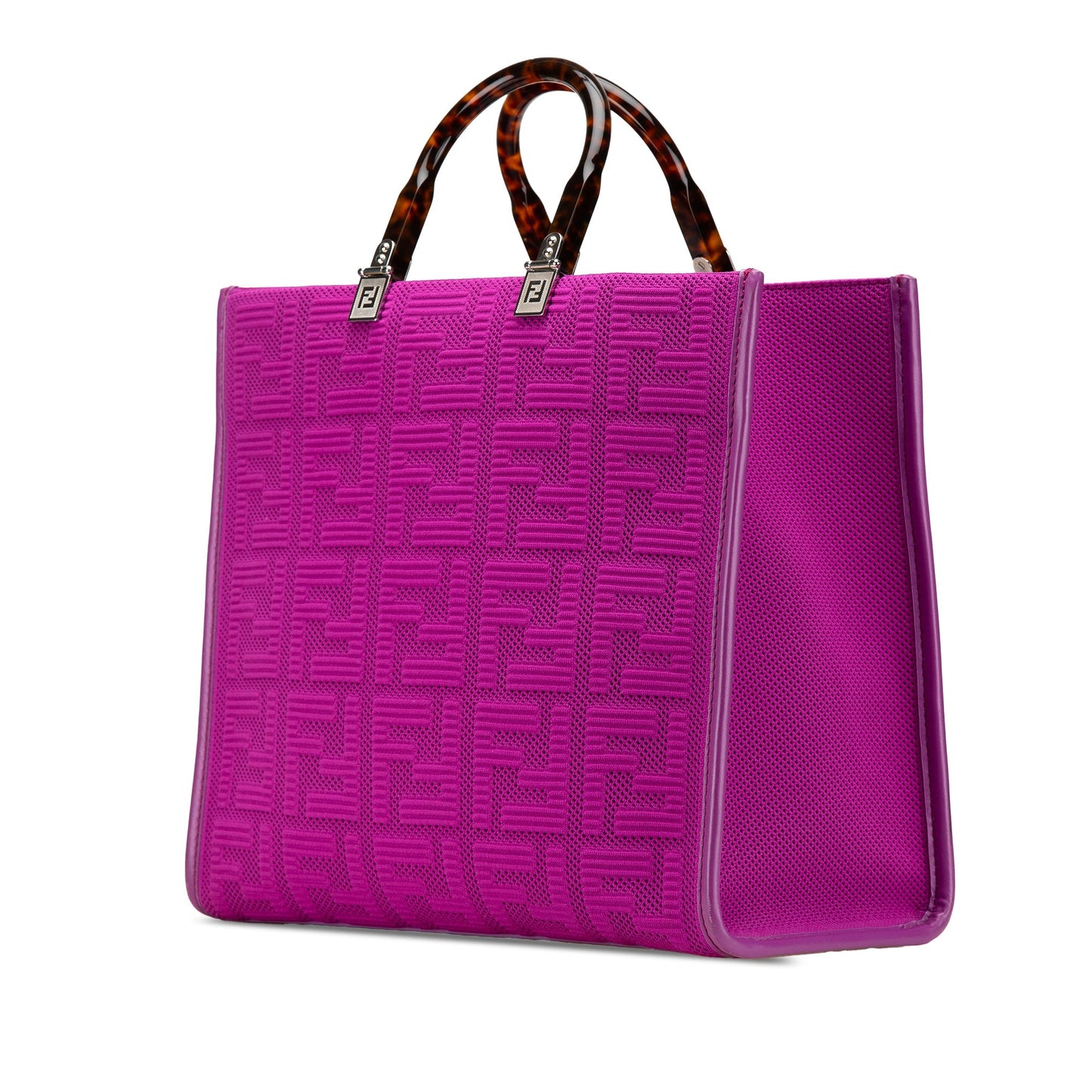 Fendi Medium Zucca Canvas Sunshine Shopper Tote Purple