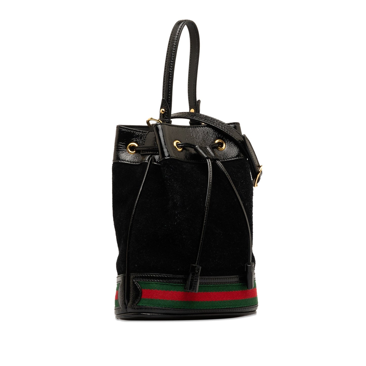Gucci Suede Ophidia Web Bucket Bag Black